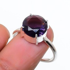 Purple Amethyst Gemstone Handmade 925 Sterling Silver Jewelry Ring Size 7 US 