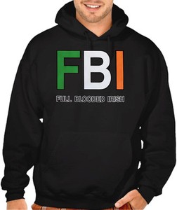 Men/'s Full Blooded Irish Black//Charcoal Raglan Hoodie Ireland St Patrick/'s Day
