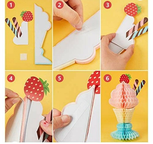 Ice Cream Birthday Party 6 Pieces Decoration Table Centerpiece TISSUE SUNDAE - Picture 3 of 6