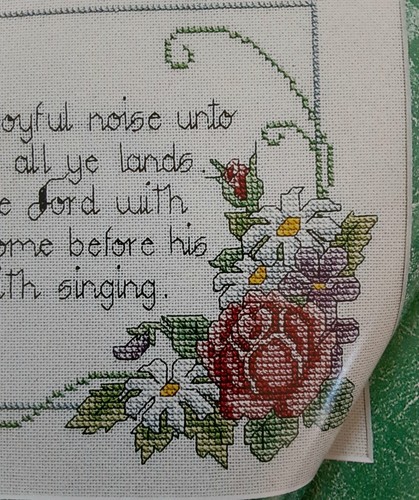 Cross Stitch Pattern MAKE A JOYFUL NOISE Unto The LORD Butterfly Flowers Daisy - Picture 3 of 7