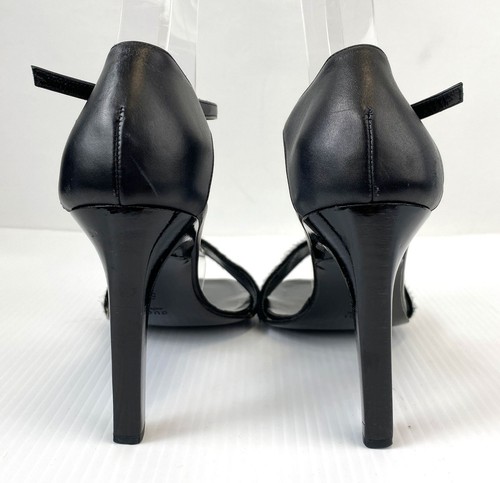 GUCCI Black Leather Pony-hair T-Strap Gold Buckle Sandals Heels 8 Shoes Classic - Picture 5 of 10