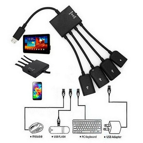 4pc Micro USB Charging OTG Hub Splitter Cable for Phone Android Tablet 4 In 1 US - Picture 3 of 6