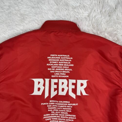 Giacca Justin Bieber Small Purpose Stadium 2017 Red Tour Team Bomber con bottoni - Foto 10 di 13