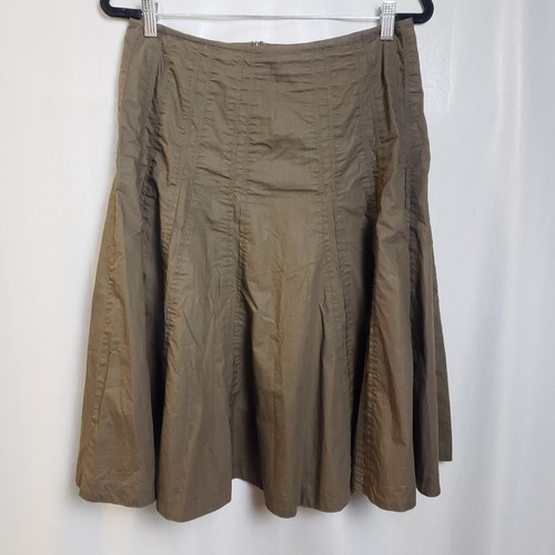 CAbi Skirt Womens 6 Olive Green A-LINE Knee Length Full 100% Cotton Outdoors EUC - Picture 1 of 9