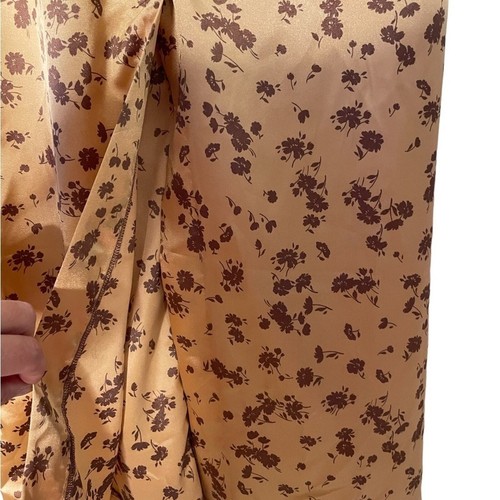NWT Zara Midi SKIRT Womens M Gold Floral Silk High Waisted Slit Casual Classy - Picture 3 of 10