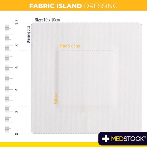 MEDSTOCK Fabric Island Dressing - 10cm x 10cm (Box of 100) - Picture 3 of 5