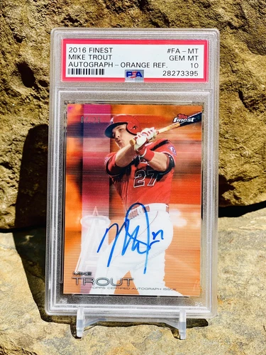 Mike Trout 400 HR Topps Finest Orange Refractor On Card Auto /25 PSA 10 POP 1