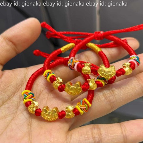 1pcs Pure 999 24K Yellow Gold Lucky Ruyi Fu Money Bag Beads Bayby Kids Bracelet - Picture 5 of 6