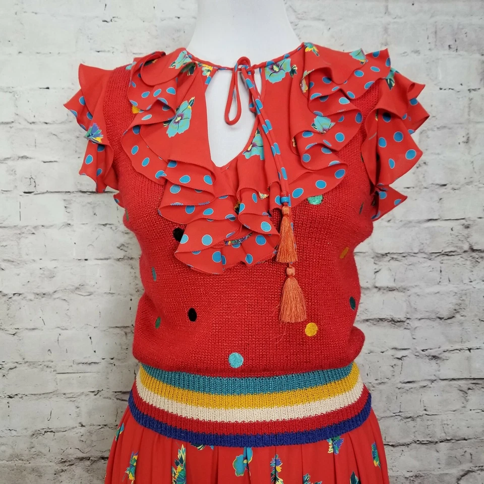 Diane Freis for Marisa Christina Floral Sleeveless Knit Top & Skirt Set Boho NOS - Image 3 of 4