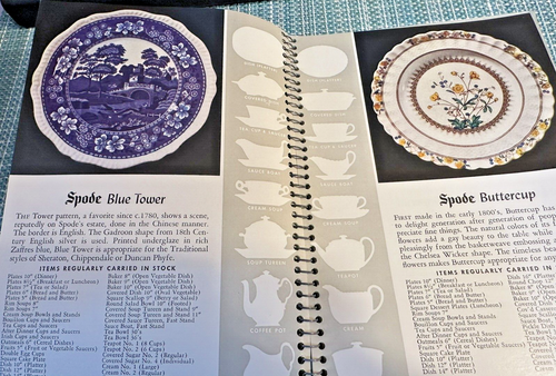SPODE FINE ENGLISH DINNERWARE Spiral Bound Booklet-Approx 7 1/2" x 5 1/2" ©1940