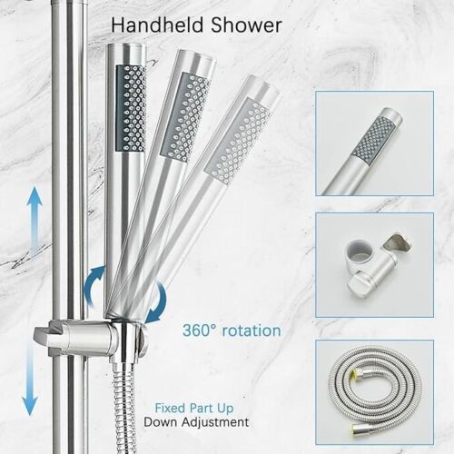 Bathroom Exposed 8"Rain Shower Faucet System Outdoor Shower Fixture Wall Mounted - Picture 8 of 287