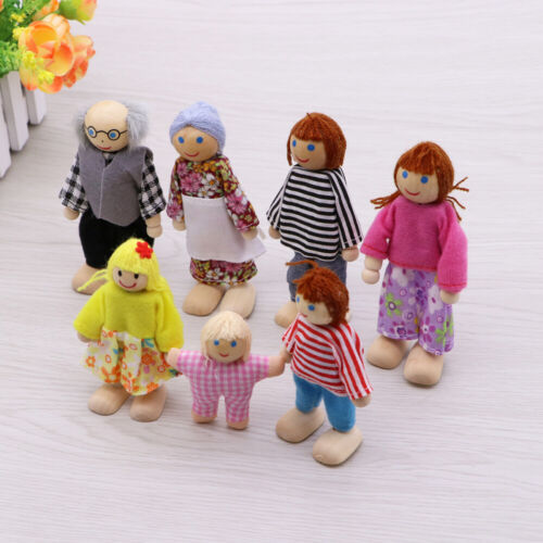 Dolls House Furniture Wooden Set Miniature 6 Room People Doll Kids Play Set Gift - Picture 17 of 26