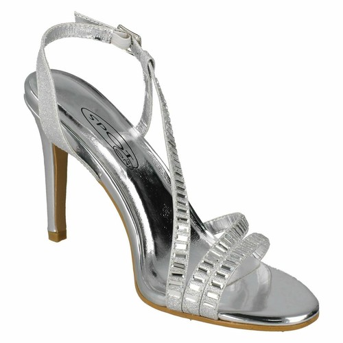 Mujer F1R0839 con Tira Trasera de Tacón Alto Noche Sandalia Por Spot On Oferta - Imagen 16 de 24