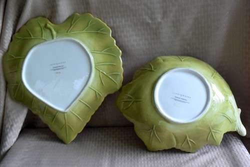 2 Pc. Laurie Gates Coronado Leaf Shape Bas Relief Large Platter & Bowl Set-EC - Picture 3 of 15