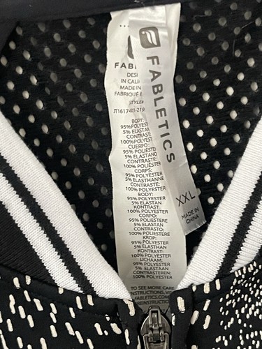 Fabletics Jacket Bomber Size XXL Black Splatter Tia Mesh Varsity Preppy Athletic - Picture 4 of 11
