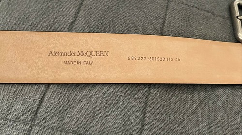 $995 NWT Alexander Mcqueen Black Skull Buckle Print Men's Leather Belt 44(110) - Picture 4 of 4