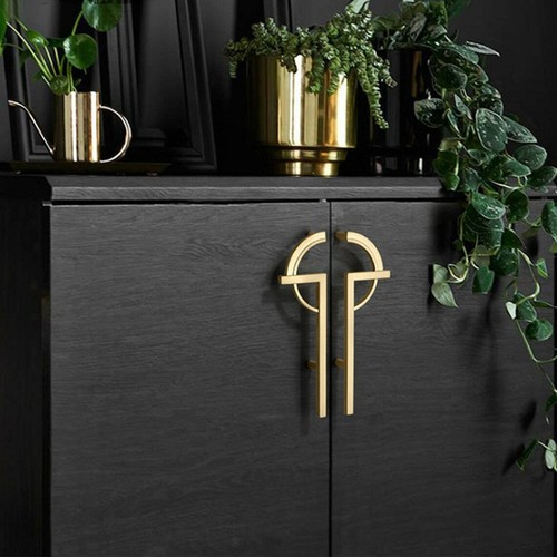 5" Brushed Gold Pulls Cabinet Door Handles Unique Wardrobe Pull Handle  - Picture 6 of 11