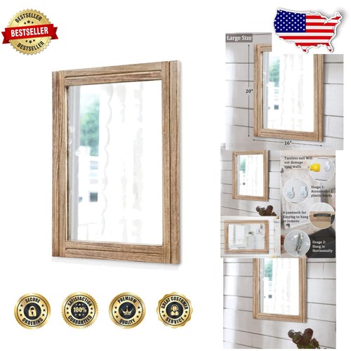 Rustikaler 20"x16" Holzrahmen Spiegel - Elegantes Bauernhaus Dekor für Badezimmer