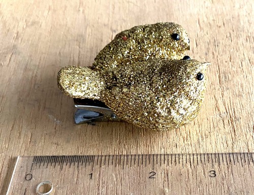 Vintage oro glitter LOVE BIRDS clip su decorazione albero di Natale ECC! - Foto 8 di 8