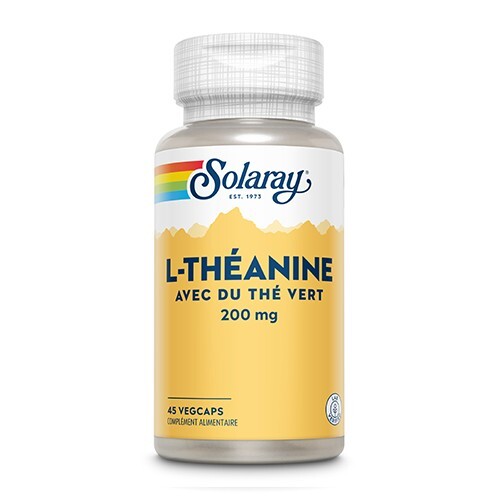 L-Théanine thé vert 200 mg Solaray active la concentration zen et apaise l'esprit