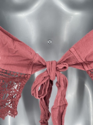 Top American Eagle Corte Encaje Halter Crochet Mujer Pequeño Malva Rosa Y2K - Imagen 9 de 12