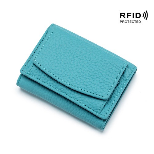 Design Cowhide Genuine Soft Small Wallet RFID Coin Pocket Mini Short Slim Purse - Picture 25 of 40