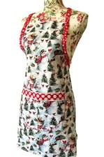 COLORFUL Snowman Wonderland CHRISTMAS APRON for woman with Large Pocket
