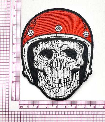 Totenkopf Skull Biker Patch Bügelbild bestickt zum Aufbügeln Aufnäher Flicken - Bild 2 von 3