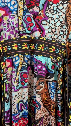 Rare Vintage BETSEY JOHNSON Bambi Colorful Bell Sleeves Mini Dress Size AU8/UK4 - Foto 8 di 9