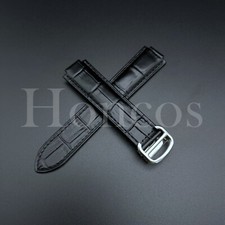 Black Genuine Leather Alligator Watch Band Strap Fits For CARTIER Ballon Bleu US