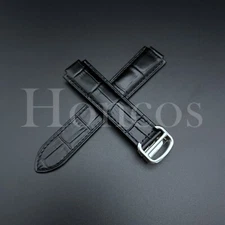 Black Genuine Leather Alligator Watch Band Strap Fits For CARTIER Ballon Bleu US