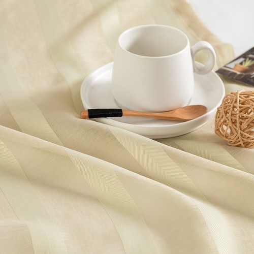 Sheer Drapes Floor Striped Rod Pocket Polyester Window Curtains 2 Panels - Bild 26 von 48