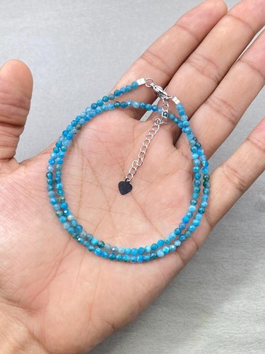 Genuine Neon Apatite Faceted Round Gemstone Beads Handmade Choker Necklaces 18'' - Picture 16 of 21