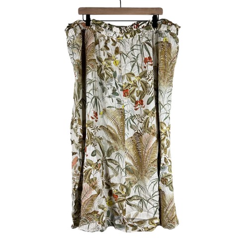 NWT H&M Beige Leaf Tropical Printed Linen Blend Midi Skirt Size XXL - Picture 6 of 6