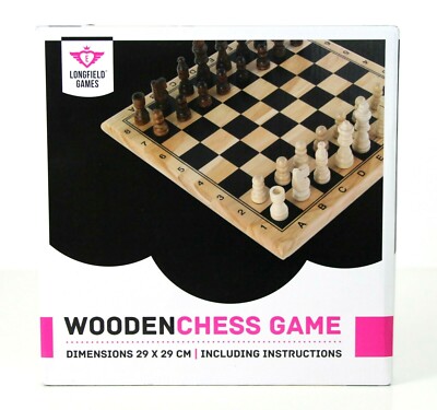 NEW Longfield Games WOODEN CHESS GAME with INSTRUCTIONS 29x29 cm
