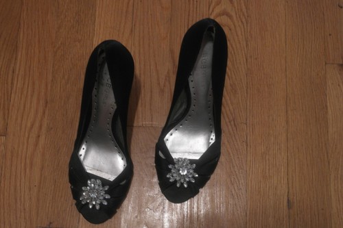 BCB GIRLS High Heels Formal Dress Shoes Women's Size 7 1/2 W  Black Satin - Picture 5 of 5