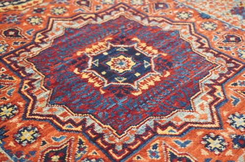 2 x 5 ft Orange Turkish Mamluk Fine quality Hand knotted Medallion Runner Rug - Picture 6 of 17