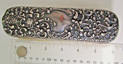 ANTIQUE UNGER BROTHERS STERLING SILVER ORNATE ART NOUVEAU CLOTHING BRUSH - Picture 9 of 10