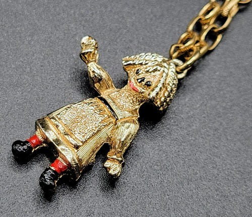 Vintage EMMONS Pendant Necklace RAGGEDY ANN 14" Coquette COTTAGECORE Retro Style - Picture 9 of 16