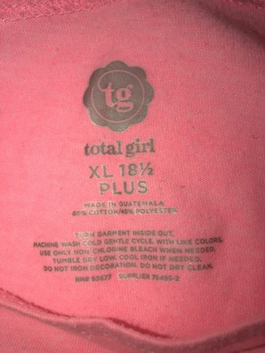 TOTAL GIRL Plus Size Short sleeve pink with sequins. LOVE Size XL 18.5 Plus - Picture 2 of 5