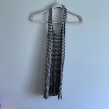 American Eagle Women L Multicolor Striped Ribbed Retro Fitted Halter Dress