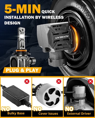 AUXBEAM CANBUS 9005 HB3 LED Headlight Bulbs Conversion Kit Low Beam Bright 6500K - Picture 7 of 12