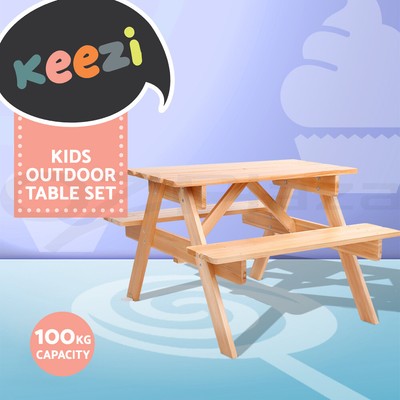 childrens bench and table set