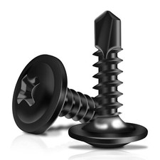 200Pcs 10 x 5/8" Black Self Tapping Screws for Metal 410 Stainless Steel She...