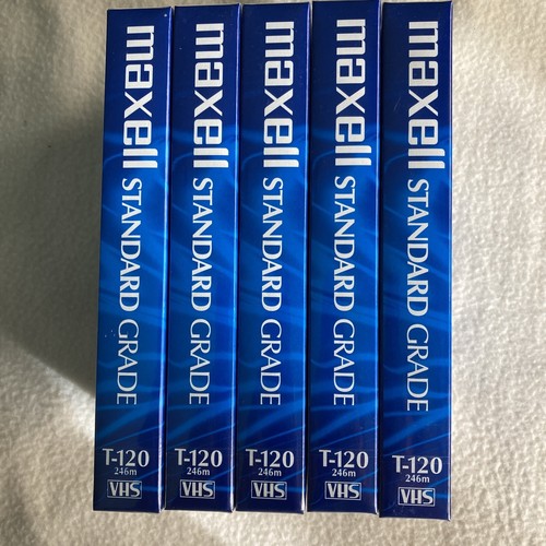 Maxell 6 horas T-120 VHS paquete de 5 cintas de videograbadora grado estándar en blanco nuevo sellado - Imagen 4 de 4