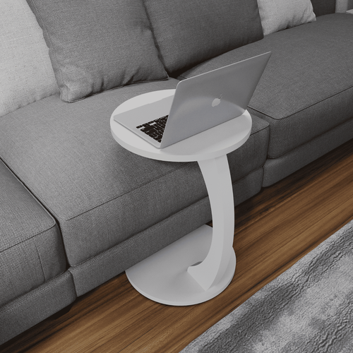 Beistelltisch C-Form runder Kaffeetisch, Couchtisch, Sofatisch Rollen Wohnzimmer - Bild 16 von 44