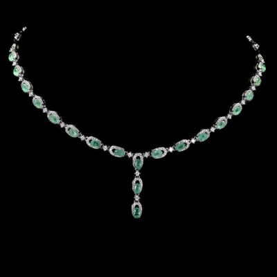 Silber Halskette Smaragd echte natürliche Edelsteine massiv Sterling 17,5 bis 19,25 Zoll