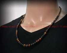 8mm Tiger's Eye Black Lava Rock Smooth Round Gemstone Beads 16-36" Necklace