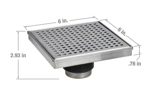 Drenaje de ducha cuadrado, níquel cepillado, certificado CUPC, PVC incluido - Imagen 2 de 7