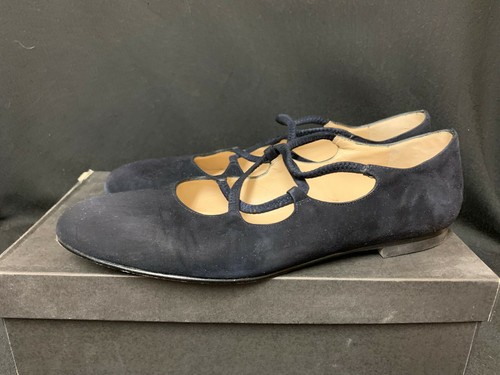 Zapatos de vestir planos con correa de gamuza azul Roberto Fia'Le estilo Biker talla 8N - Imagen 4 de 8